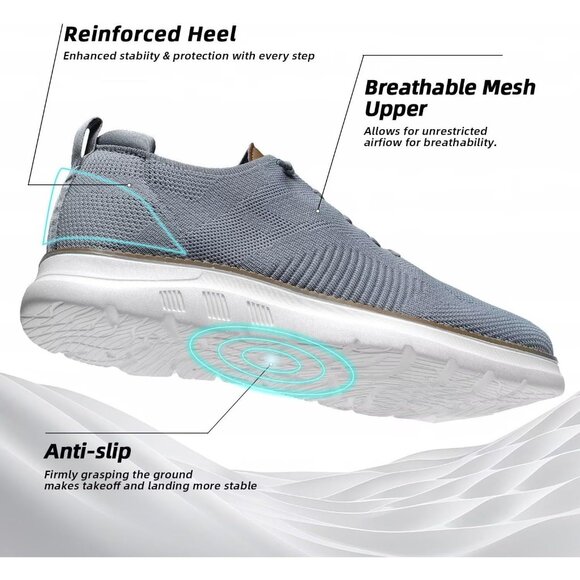 ⚡Men's Z45 Grey Mesh Casual Walking Business Oxfords Work Lightweight Sneakers - Picture 6 of 7